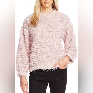 Vince Camuto Pink Textured Fringe Sweater